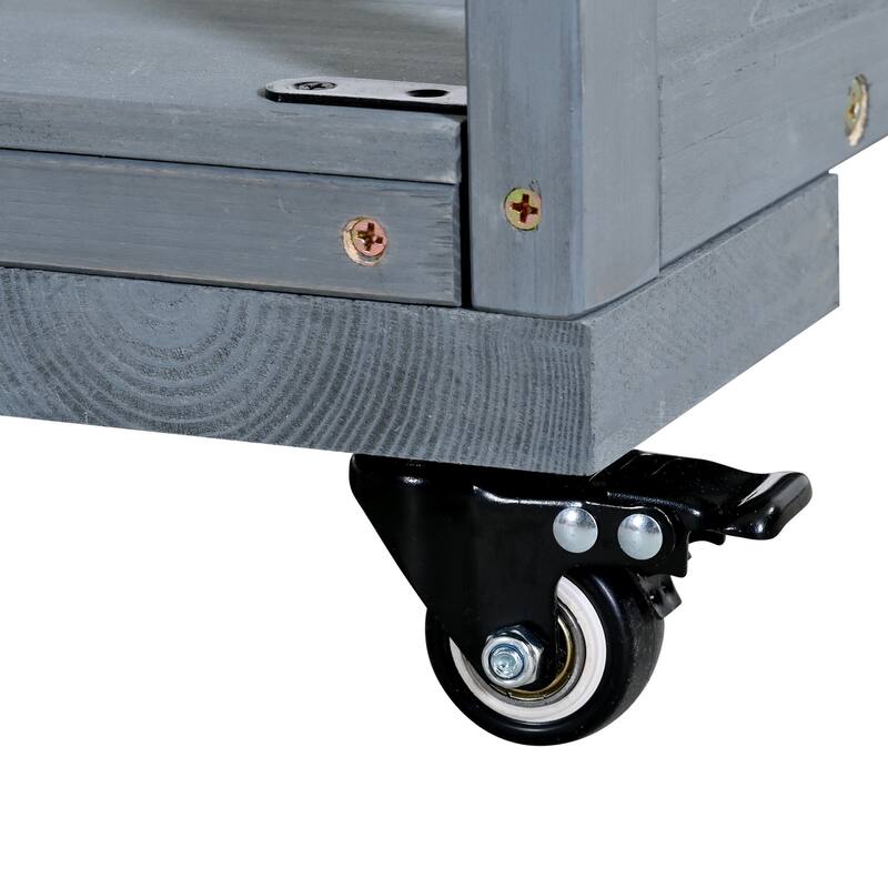 41.7'' Rolling Outdoor Kitchen Island, Solid Wood Kitchen Cart with Sink and Stainless Table Top