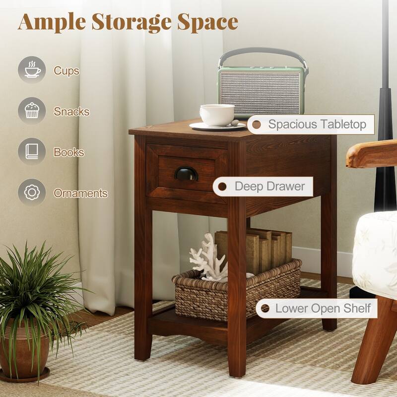 Gymax Contemporary Chair Side End Table Compact Table w/ Drawer