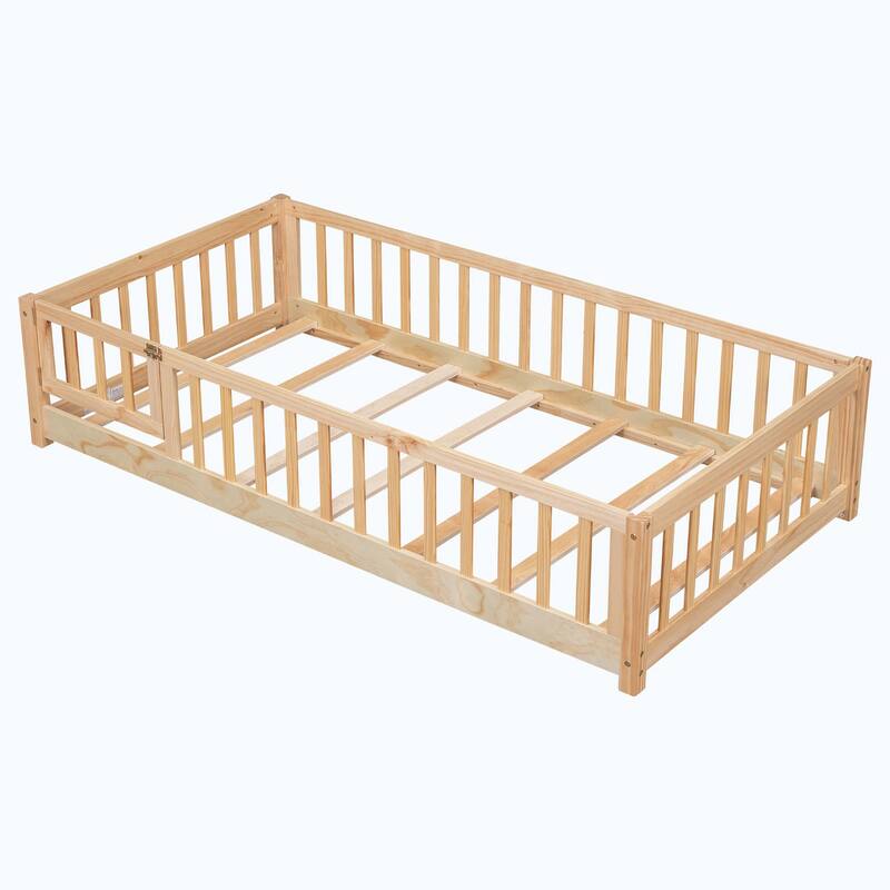 Durable Floor Platform Bed with Fence
