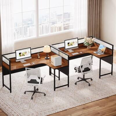 55 Inches L-Shaped Computer Desk Corner Office Executive Desk