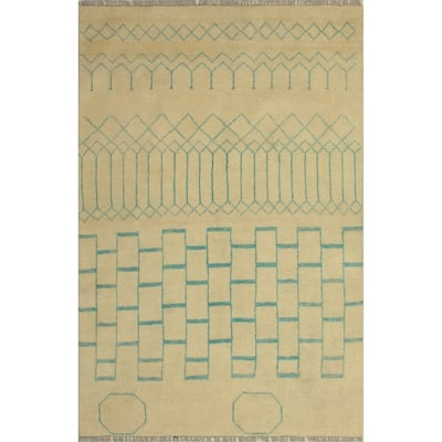 Balochi Adrion Beige/Lt. Green Rug - 3'11" x 5'10"