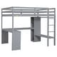 preview thumbnail 28 of 42, Solid Wood Loft Bed with Bulit-in L-Shaped Desk, Wardrobe and Hanging Rod, Twin/Full Size Loft Bedframe with Storage Shelves