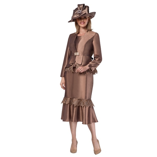 Giovanna Collection Women's 3-pc Organza Trimmed Skirt Suit