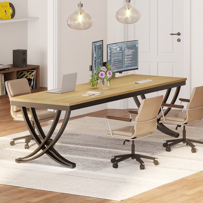 78.74" Extra Long Double Computer Desk with Metal Legs for Home Office