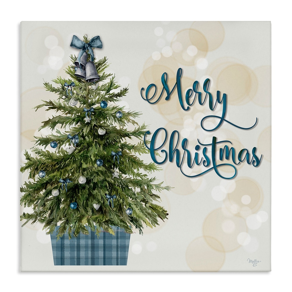 Stupell Christmas Tree in Plaid Stand Canvas Wall Art Design By Mollie B.