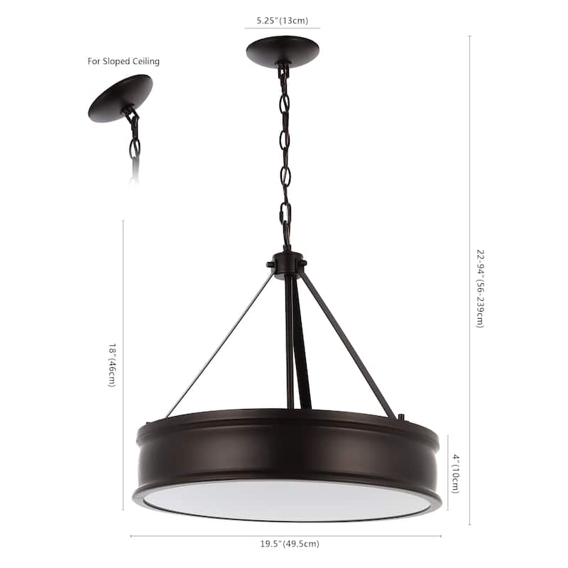 SAFAVIEH Lighting Torbjorg 4-light 19.5-inch Pendant - 20" W x 20" D x 22-94" H - Oil Rubbed Bronze - 20Wx20Dx94H