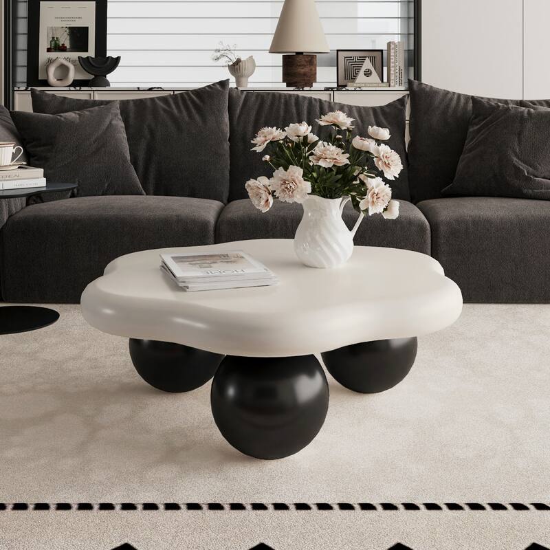 35" Cloud Shaped Modern Minimalist Coffee Table with Spherical Legs