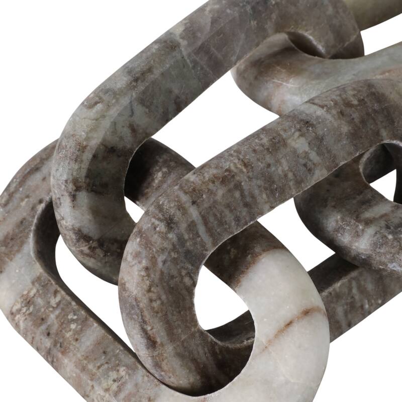 Travertine Wood Modern Decorative Chain Link Sculpture Accent Decor