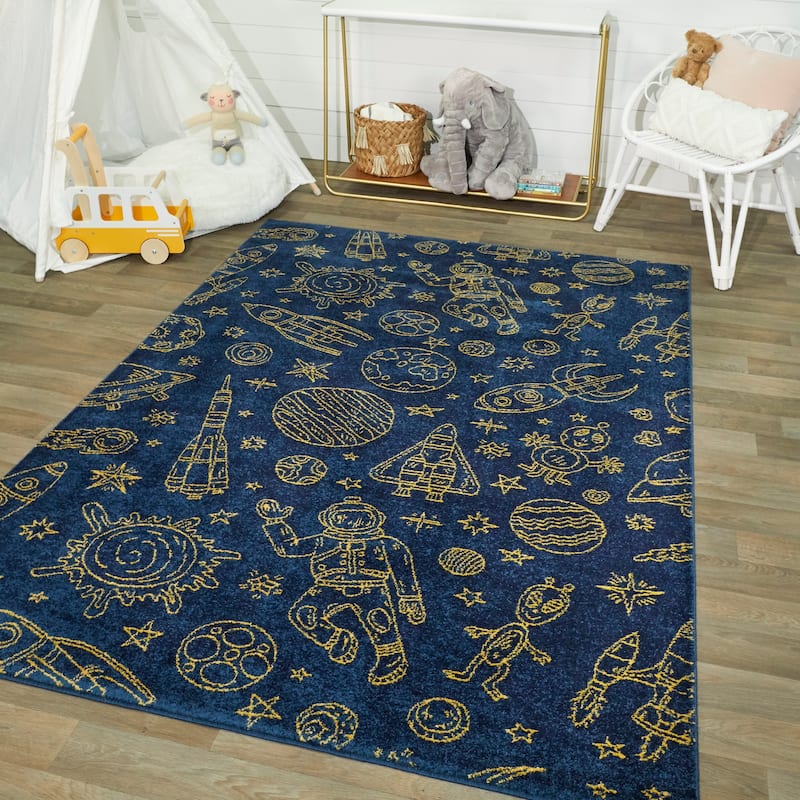 Taylor & Olive Space Rockets Kids Area Rug
