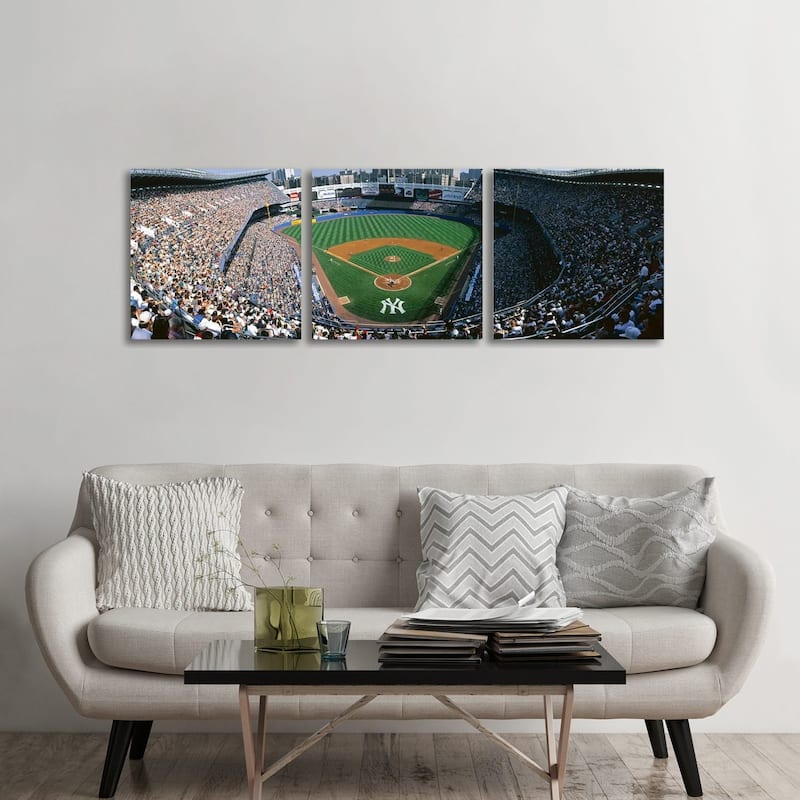 iCanvas "Yankee Stadium, Bronx, New York City, New York, USA" by Panoramic Images 3-Piece Canvas Wall Art Set - 24x72x1.5