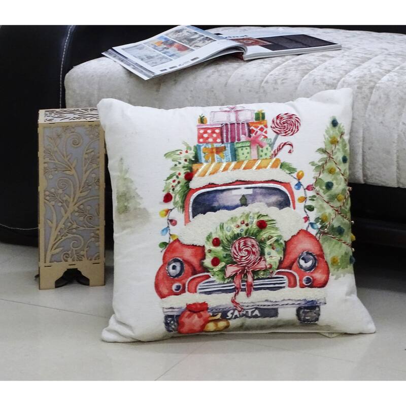 VIbhsa 20" x 20" Christmas Embroidered Throw Pillow
