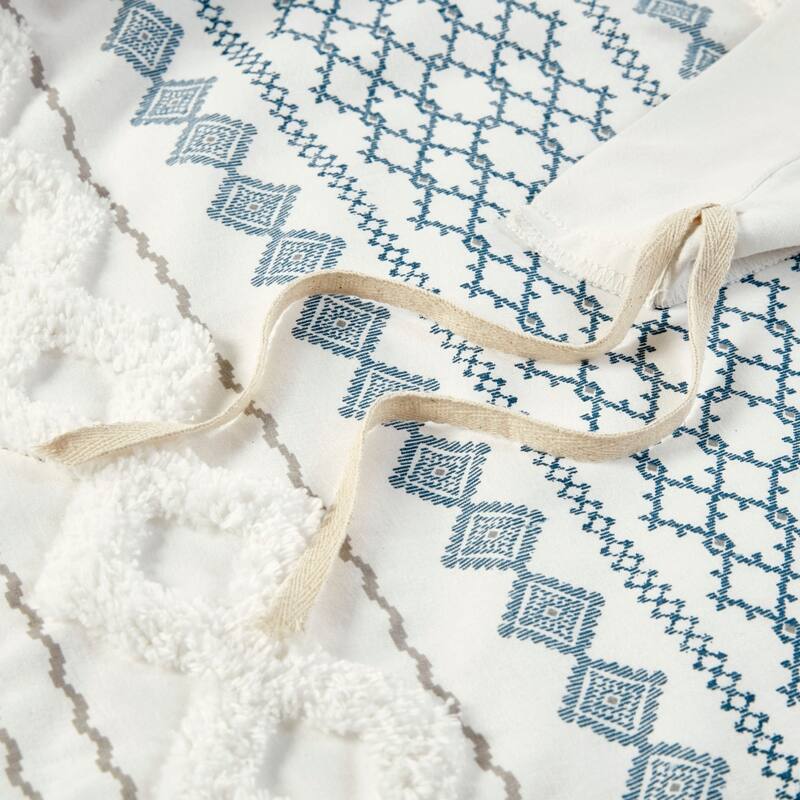 King/Cal King Cotton Printed Duvet Cover Set with Chenille