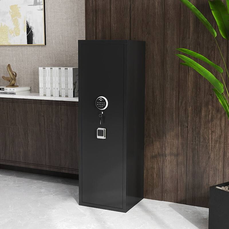 Gun Safes For Home Rifle And Pistols, Fingerprint Electronic Safe With Quick Access, Detachable Partition, No Assembly Required