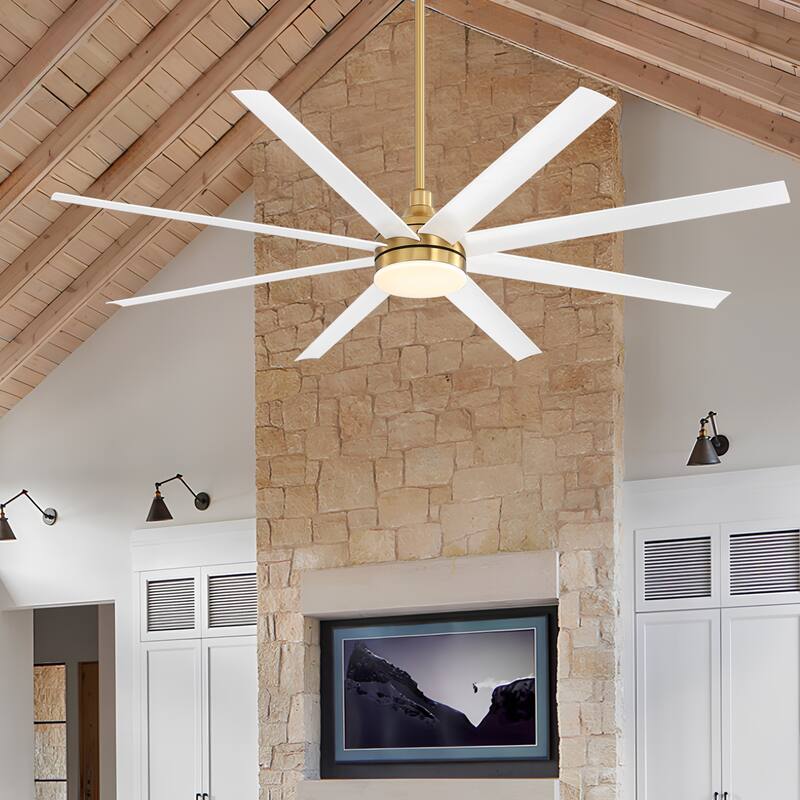 65"/72"/84" Modern LED Ceiling Fan with Light and Remote(8-Blade) - 72 inch - WhiteGold