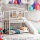 preview thumbnail 1 of 15, Multifunction Twin Over Twin Metal Bunk Bed House Bed With Slide White