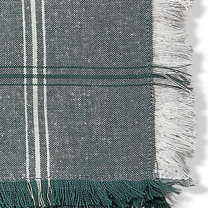 Warm Wishes Grey Border Stripe Cotton Napkin with Fringe Set Of 4 - 20 x 20