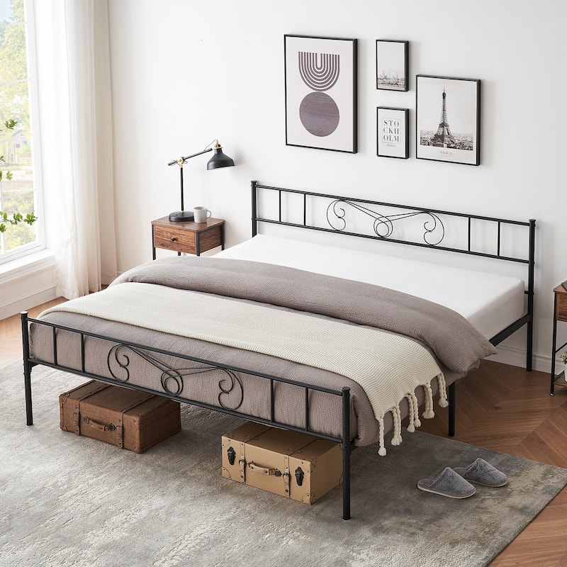 Bed Frame Platform with Headboard and Footboard