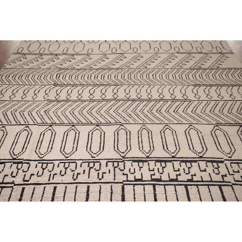 All-Over Geometric Moroccan Modern Area Rug Hand-Knotted Wool Carpet - 8'0"x 10'5"