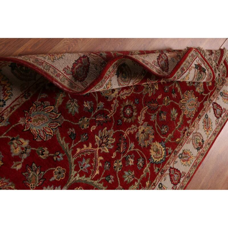All-Over Floral Red Agra Oriental Area Rug Hand-Knotted Wool Carpet - 4'2"x 6'2"