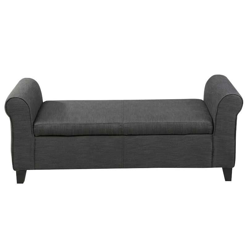 50" W Storage Bench, Fabric Upholstered End of Bed Bench, Storage Shoe Cabinet Bench with Rolled Arm, Modern Window Bench