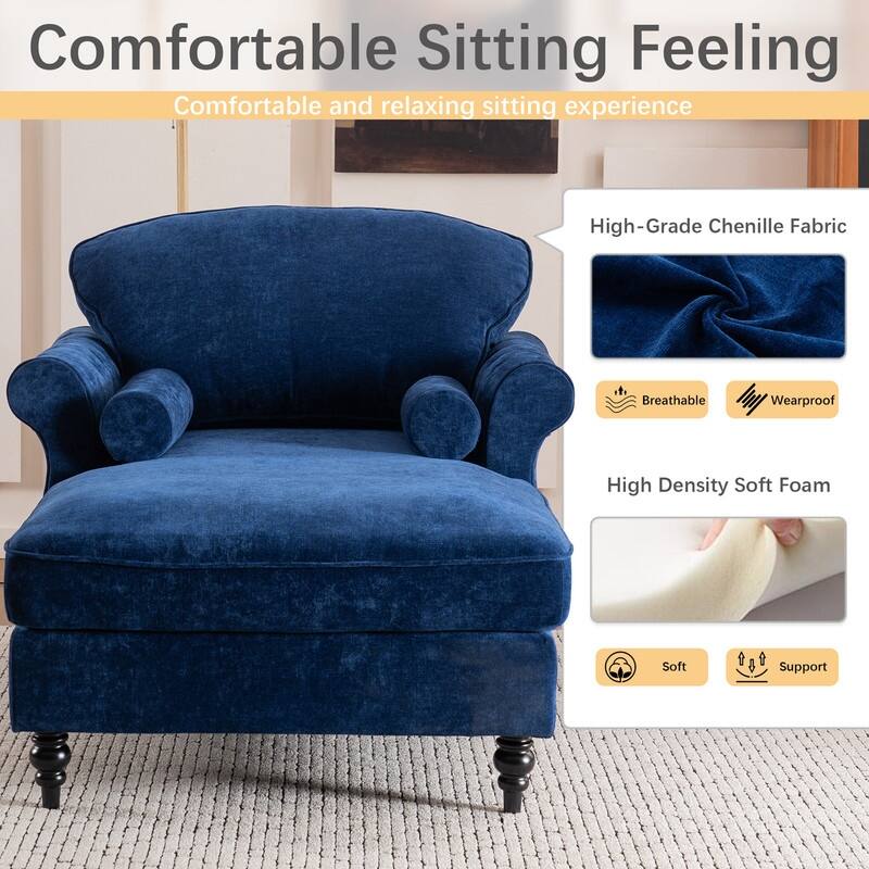 43.3" Chenille Upholstered Sofa Lounge Chair