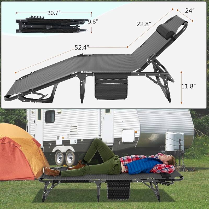 3-in-1 Patio Lounge Chair, Folding Heavy Duty Chaise