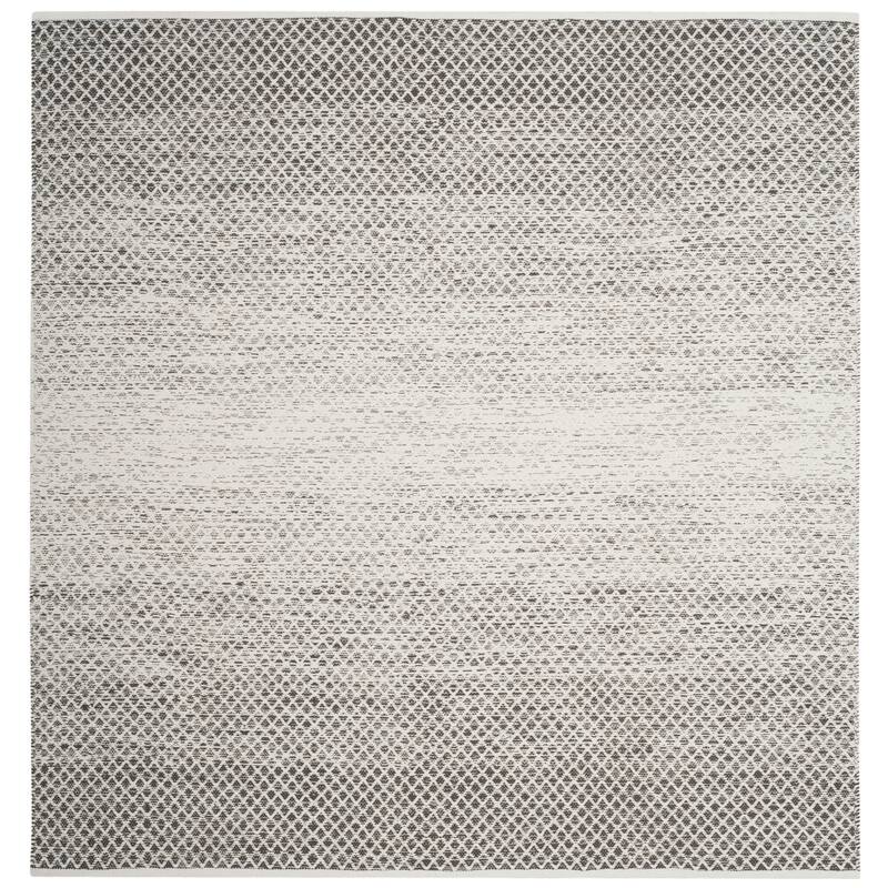 SAFAVIEH Handmade Flatweave Montauk Geert Cotton Rug - 6' x 6' Square - Light Grey/Ivory