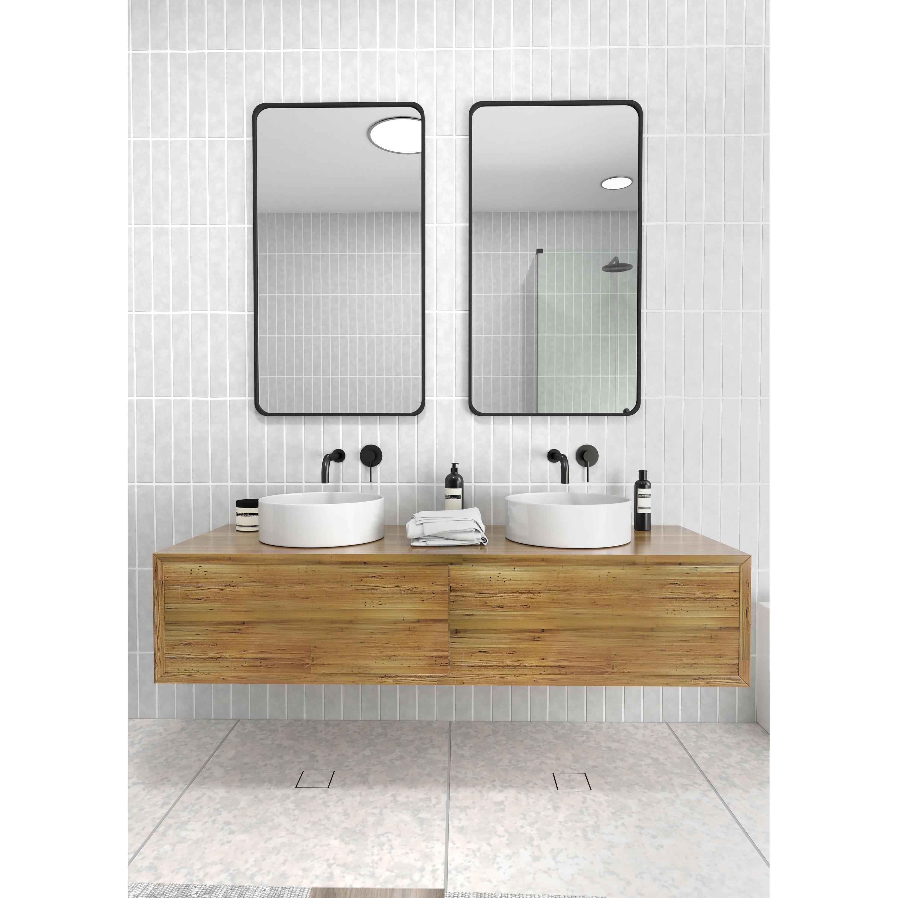 40 in. x 22 in. Radius Corner Black Stainless Steel Framed Mirror 40 in. x 22 in. Radius Corner Black Stainless Steel Framed Mirror