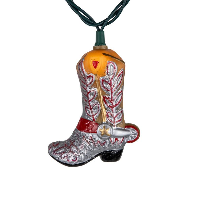 Cowboy Boots Indoor Outdoor Patio Light Set - 6' Green Wire - 10ct - 102"
