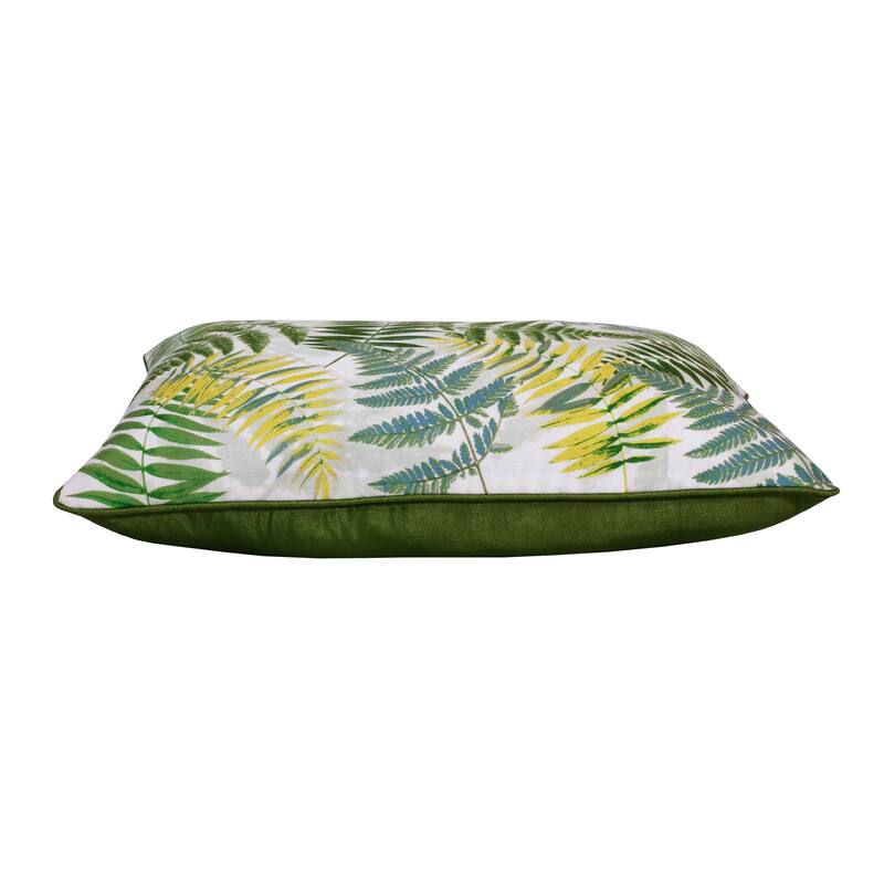 Sevita Fern Forest Green/Yellow Polyester Throw Pillow, 14" x 20"