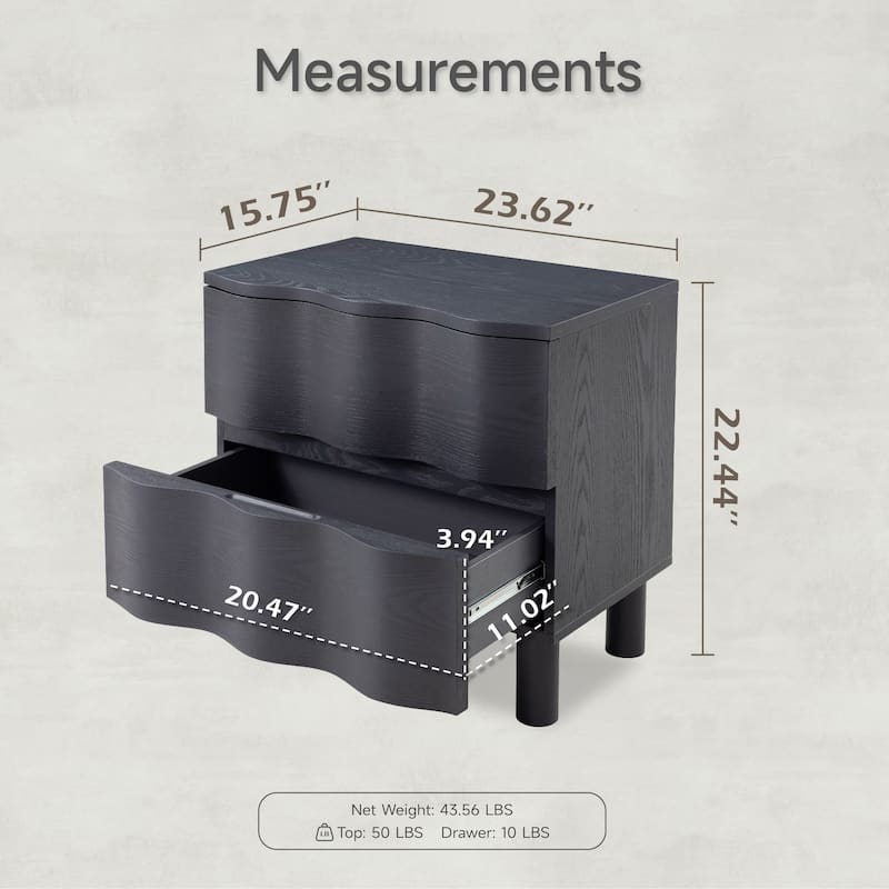 COZAYH Contemporary Dresser Featuring Wavy Front Design, Rustic Bedside Chest of Drawers