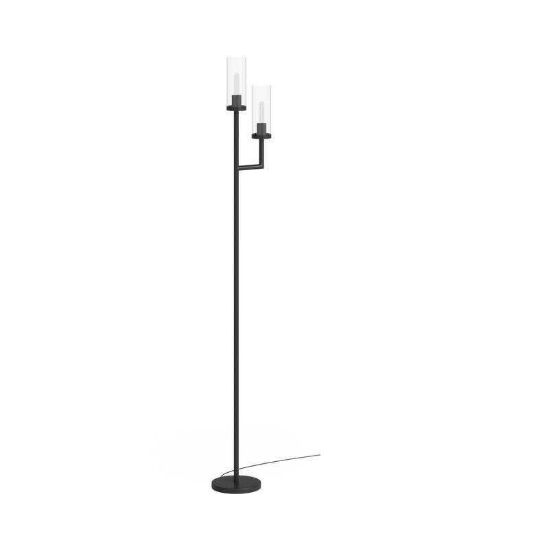 Banta Metal and Glass Double Torchiere Floor Lamp