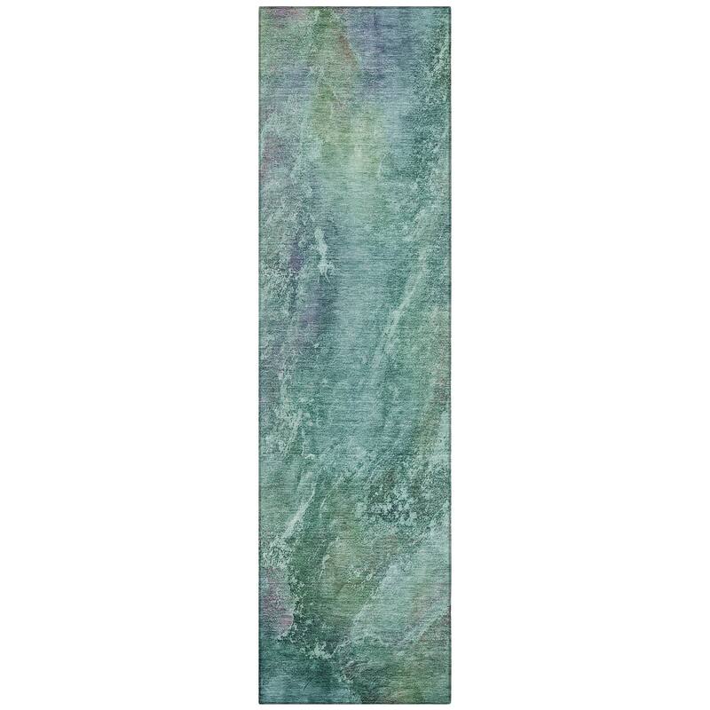 Machine Washable Indoor/ Outdoor Abstract Watercolor Chantille Rug