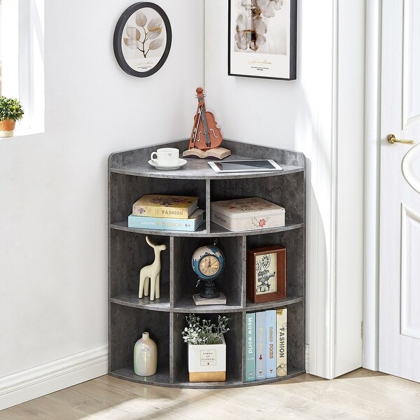 Javlergo 4-Tier Corner Bookcase, 8 Cube Triangle Bookcase Javlergo 4-Tier Corner Bookcase, 8 Cube Triangle Bookcase