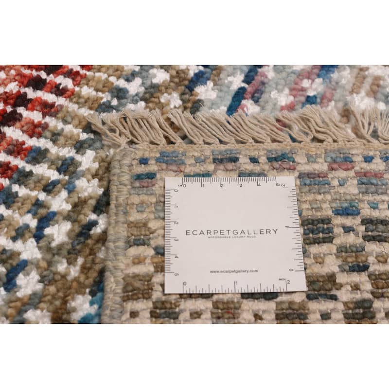 ECARPETGALLERY Hand-knotted Silk Shadow Multi Color Viscose, Wool Rug - 6' 9" x 6' 10"
