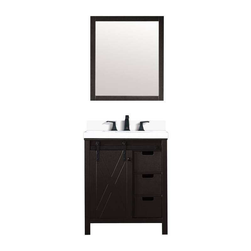Marsyas Bath Vanity, Cultured Marble Countertop, Faucet Set and Mirrors