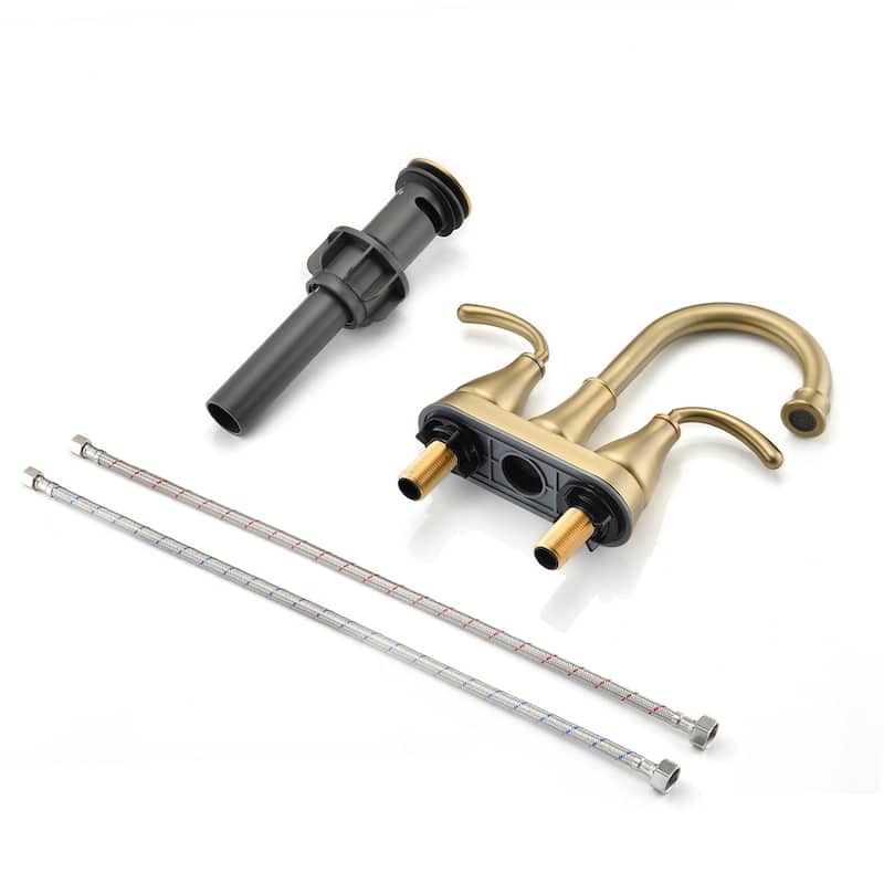 2-Handle Bathroom Sink Faucet with Pop-up Drain Brushed Golden