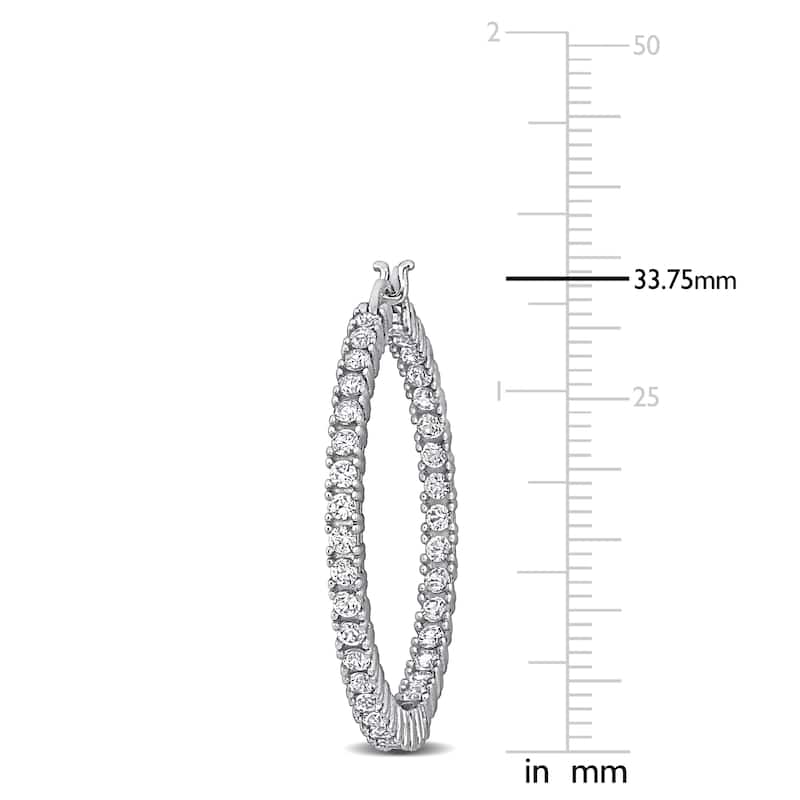 Miadora 3ct TGW Created White Sapphire Hoop Earrings Sterling Silver