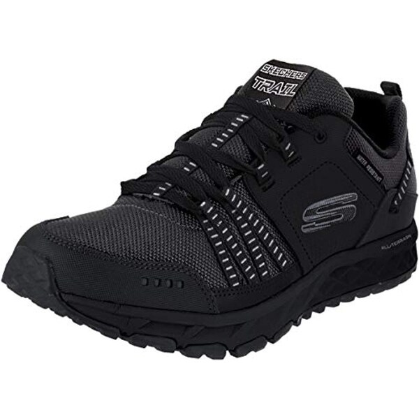 skechers black leather trainers