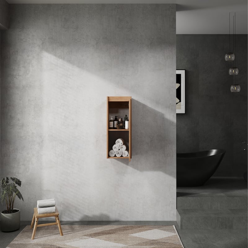 GDFStudio - Blair 12" Floating Bathroom Side Cabinet with Soft Close Doors, Modern Wall-Mounted Storage