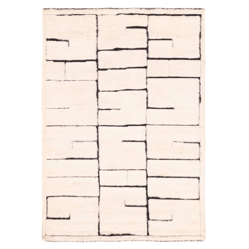 ECARPETGALLERY Hand-knotted Tangier Cream Wool Rug - 5'3 x 7'7