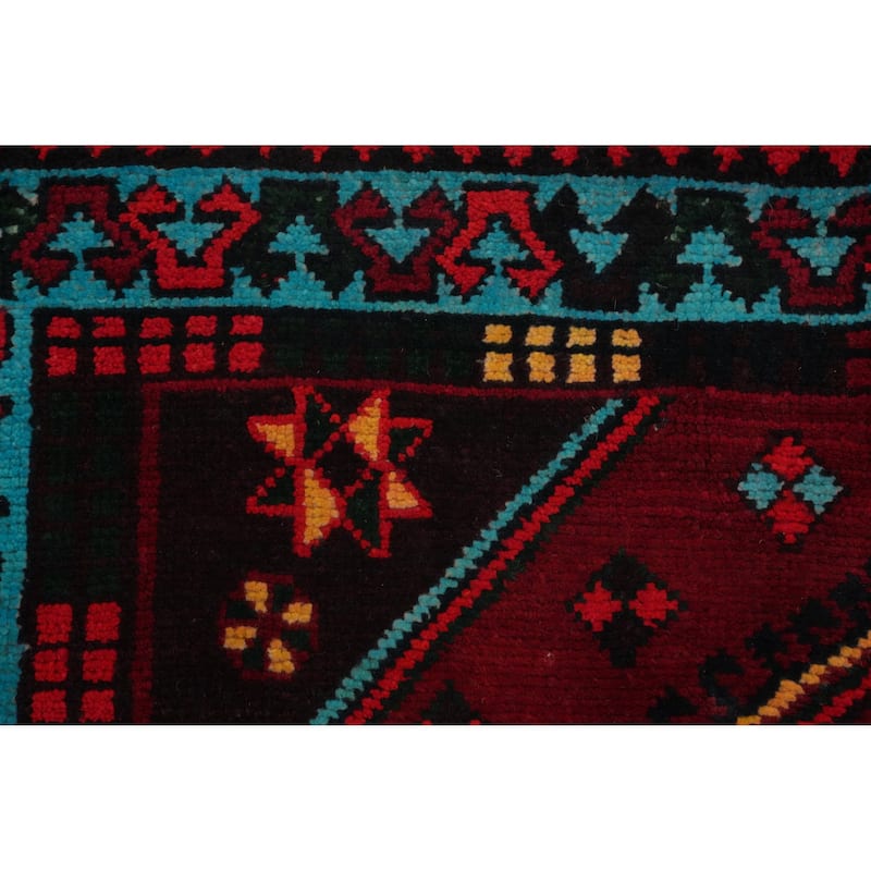 Hand Knotted Oriental 100% Wool Carpet Traditional Tribal Red Shiraz Area Rug - 9' 5'' X 4' 11''