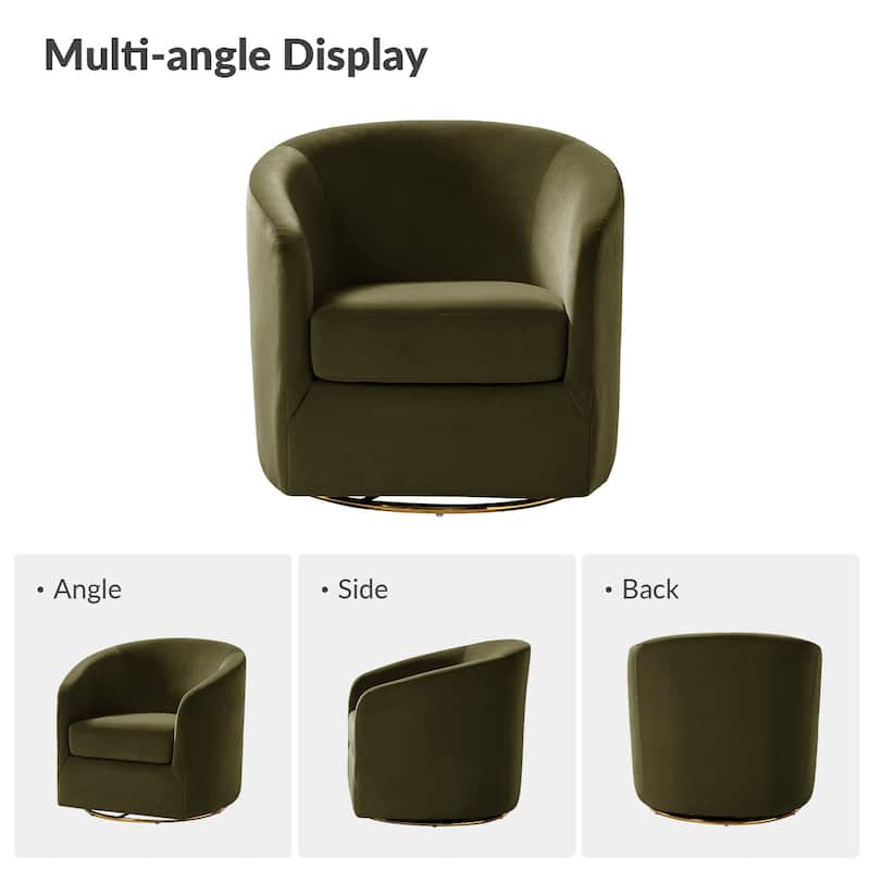 Eleuterio Modern Upholstered Swivel Accent Barrel Chair with Metal Base Set of 2 by HULALA HOME