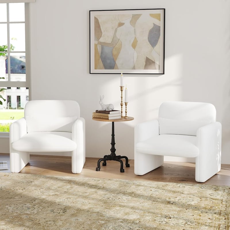 1/2 PCS Modern Accent Chair Chenille Single Sofa Chair w/Deep Seat