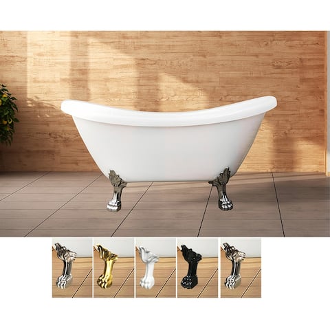 Daphne 59" & 69" Clawfoot Tub White or Black Acrylic Five Feet Colors