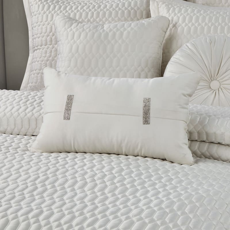 Brilliance Quilted Boudoir Decorative Throw Pillow - Polyester - Ivory - Accent