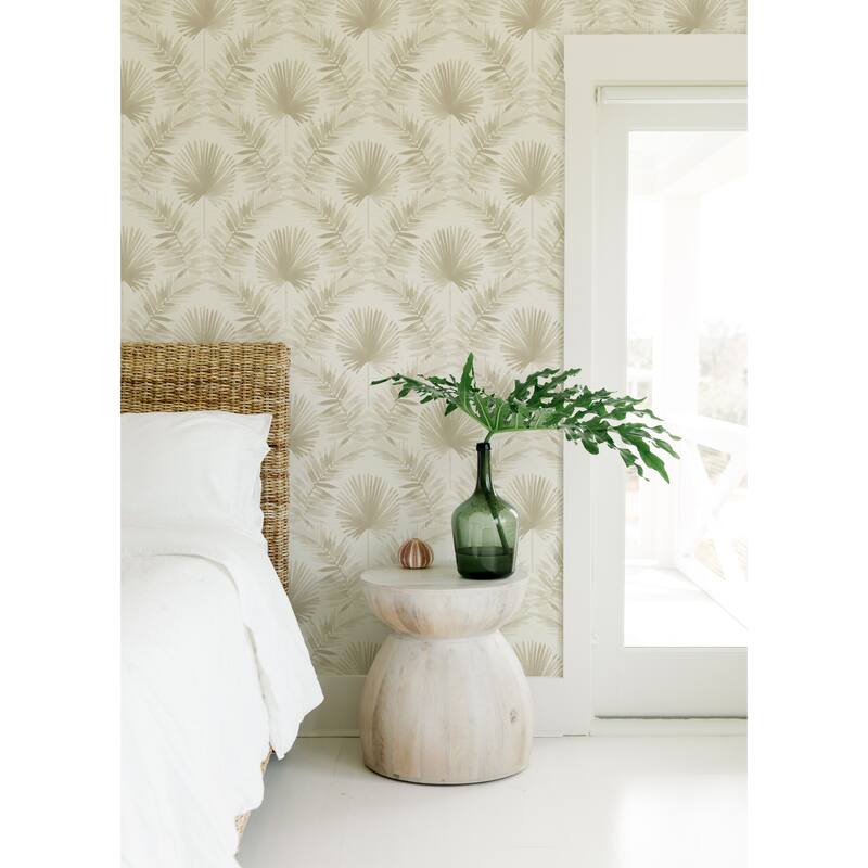 A-Street Prints Calla Taupe Painted Palm Wallpaper