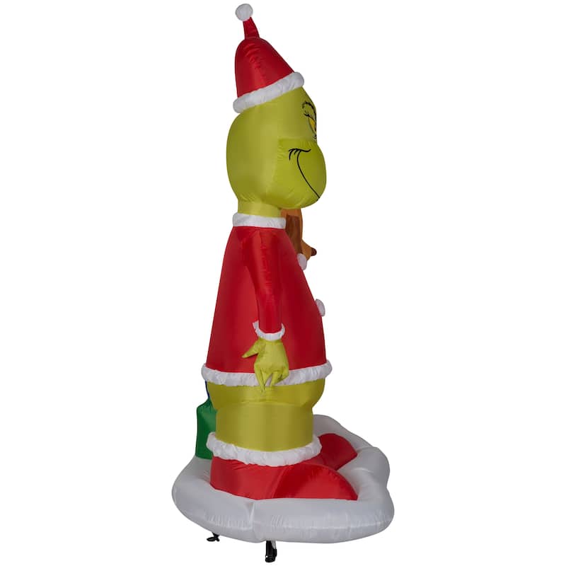 Gemmy Christmas Airblown Inflatable Grinch and Max w/Presents Scene Dr. Seuss , 6 ft Tall, Multi