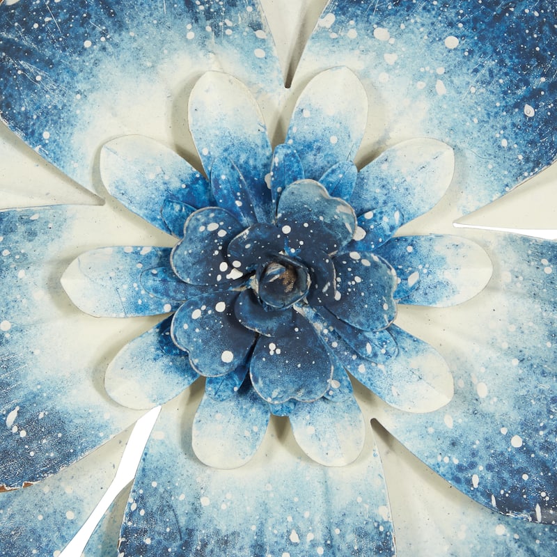 Metal Floral Wall Decor - Set of 3 Blue - Roche River Decor