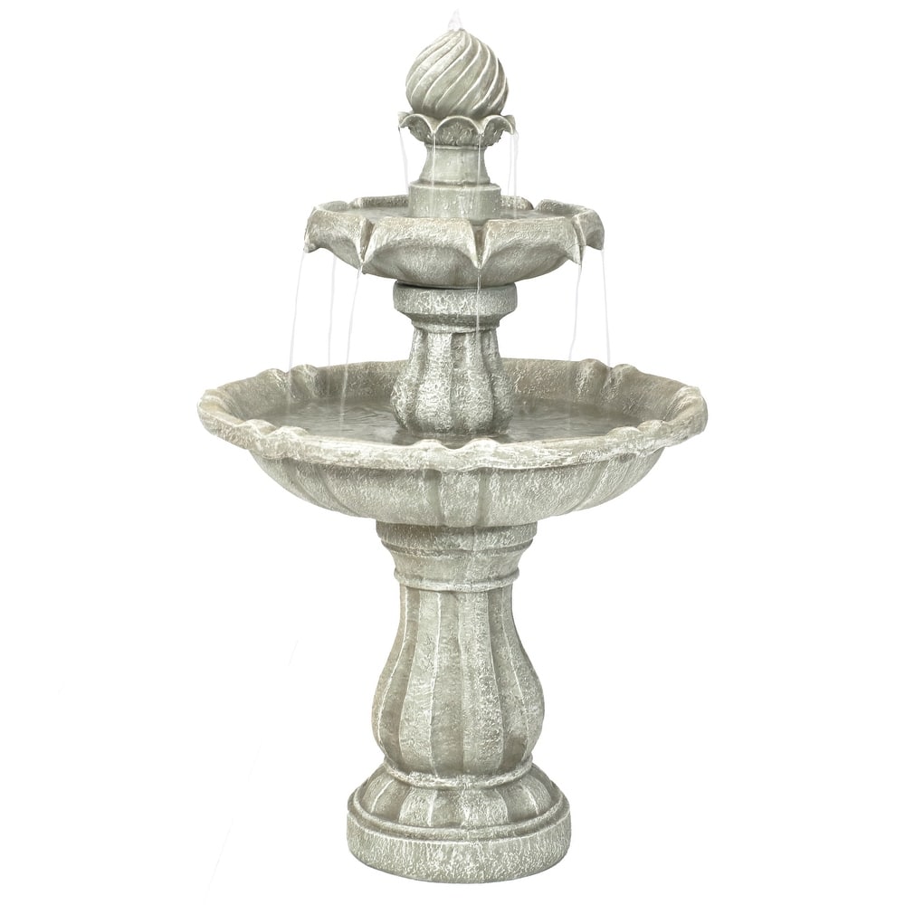 Sunnydaze Two Tier Solar-on-Demand Fountain, 35 Inch Tall - 35-Inch